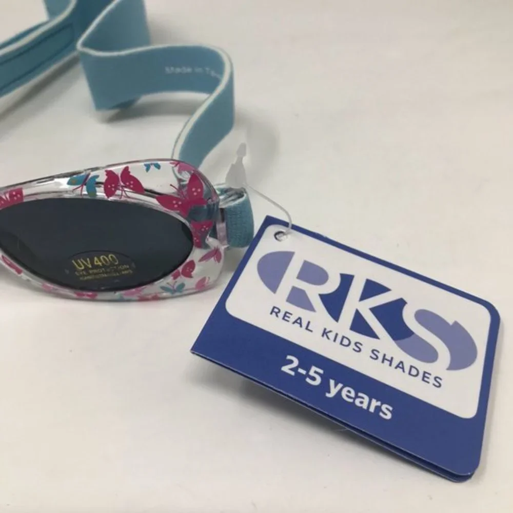 Real Kids Shades Toddler Girls Sunglasses UV Protection Blue Butterflies 2-5 Yr